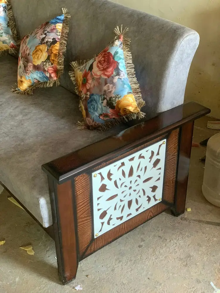Jaali Panel Velvet Sofa