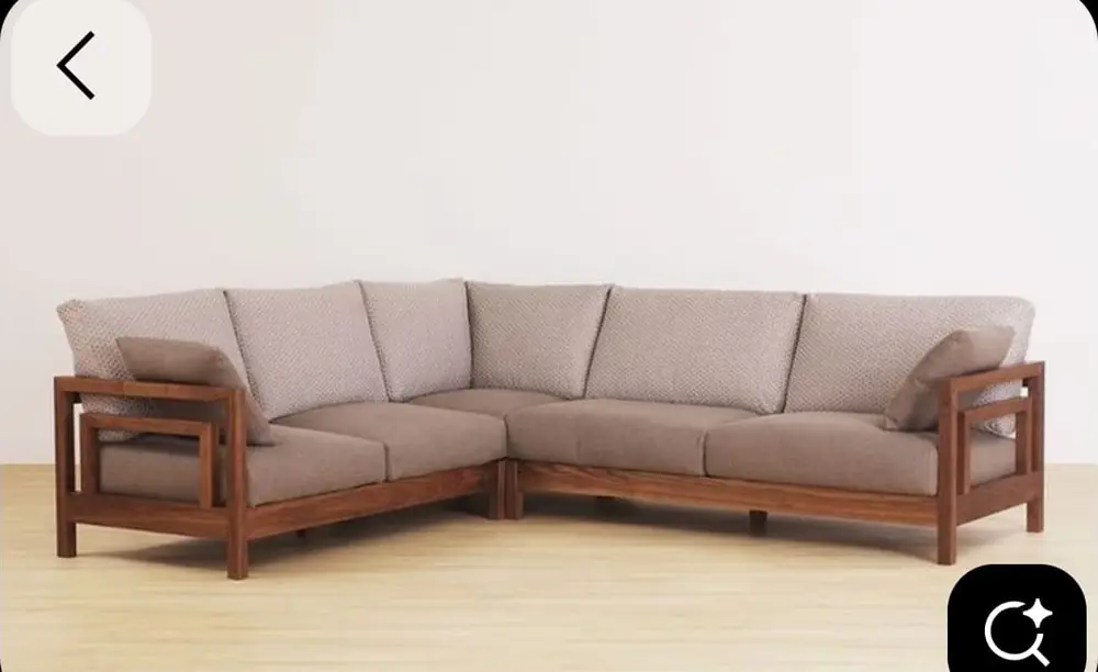 Mauve Wooden Corner Sofa