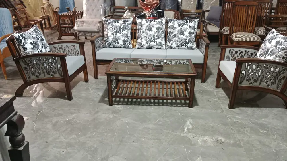 Monochrome Floral Sofa Set