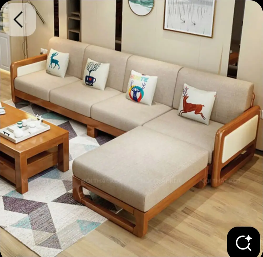 Natural Oak L-Shape Sofa