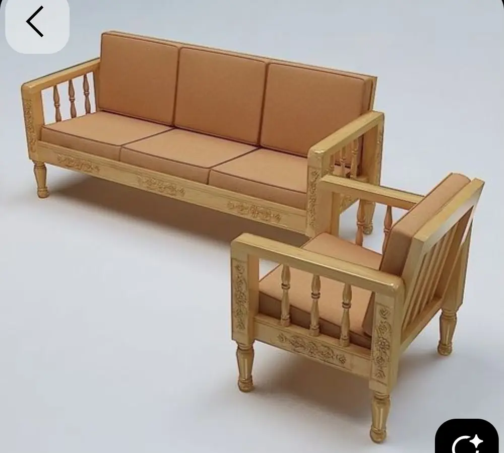 Natural Teak Spindle Sofa Set