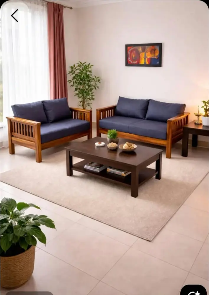Navy Cushion Teak Sofa Set