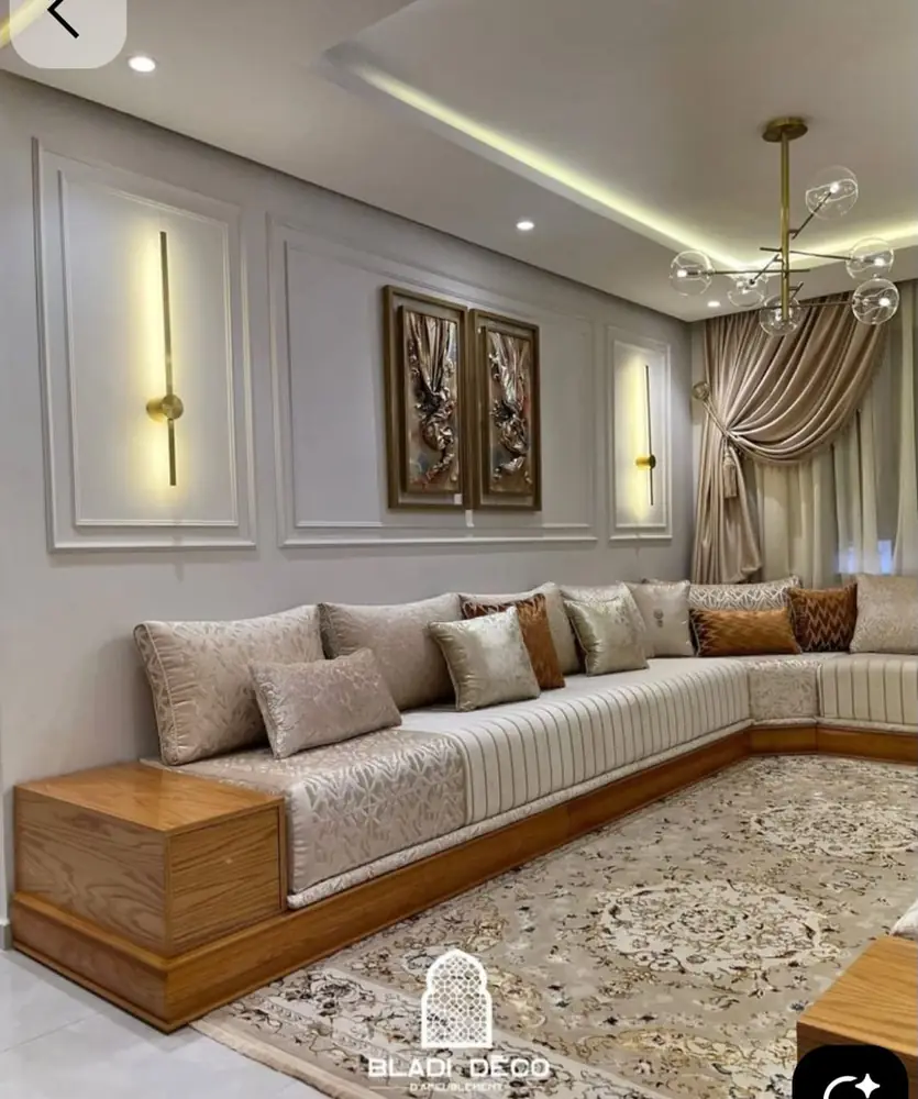 Oak Base L-Shape Lounge Sofa