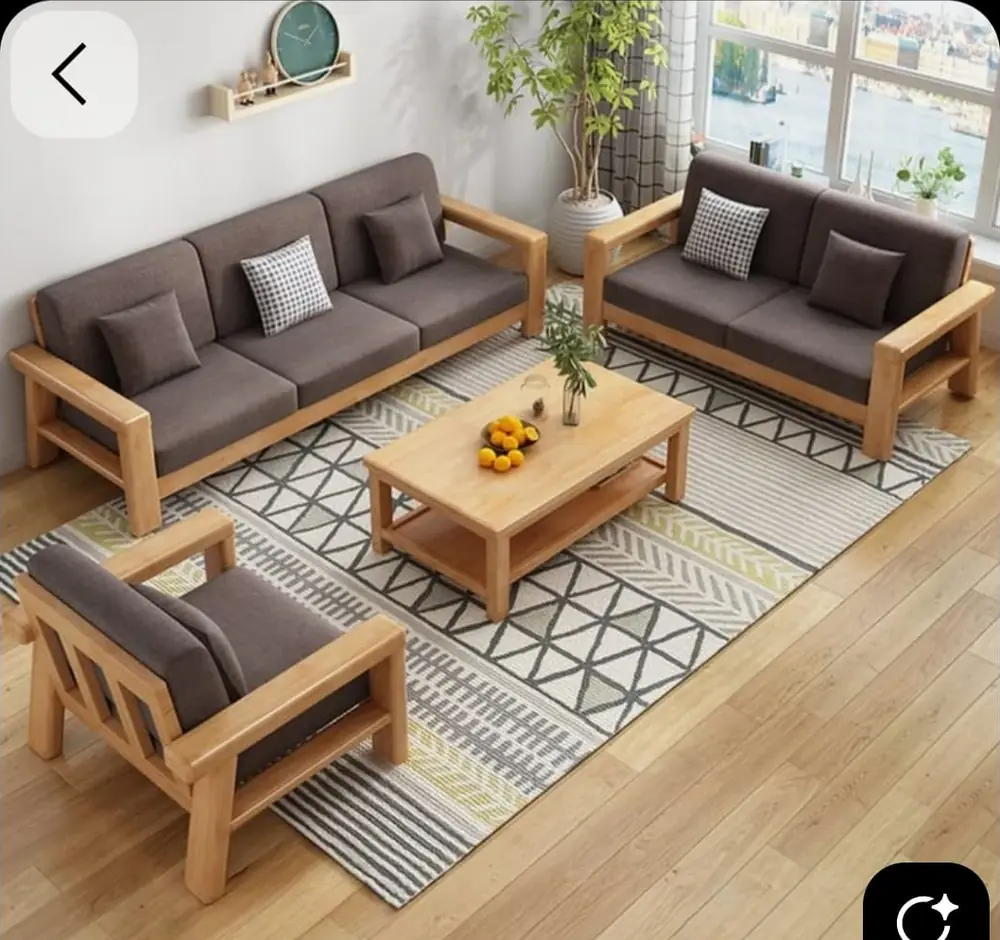 Oak & Charcoal Sofa Set