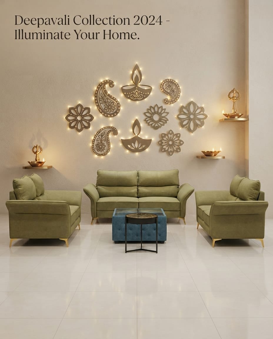Olive Velvet Sofa Set