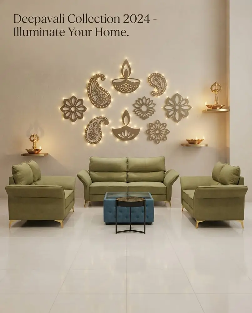 Olive Velvet Sofa Set