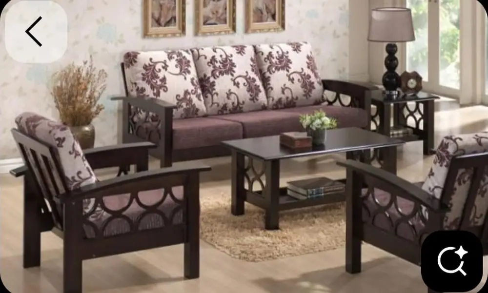 Plum Floral Lattice Sofa Set