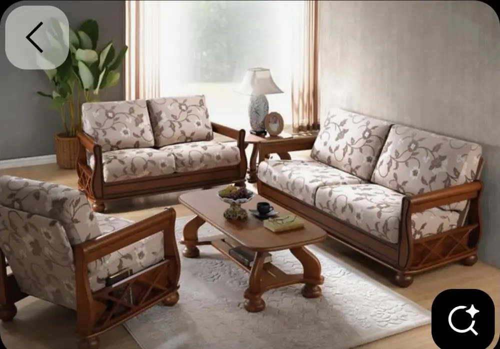 Rose Damask Teak Sofa Set