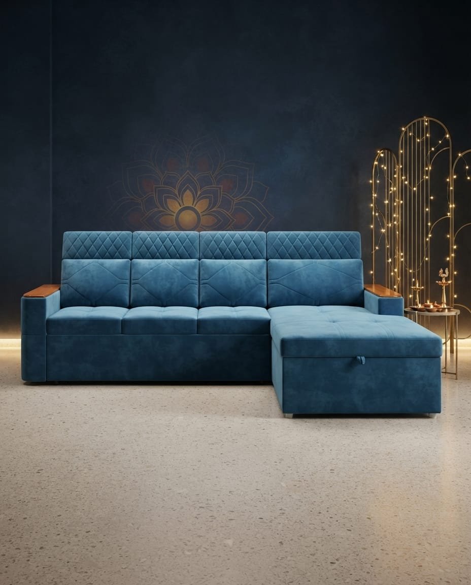 Royal Blue Sofa Cum Bed