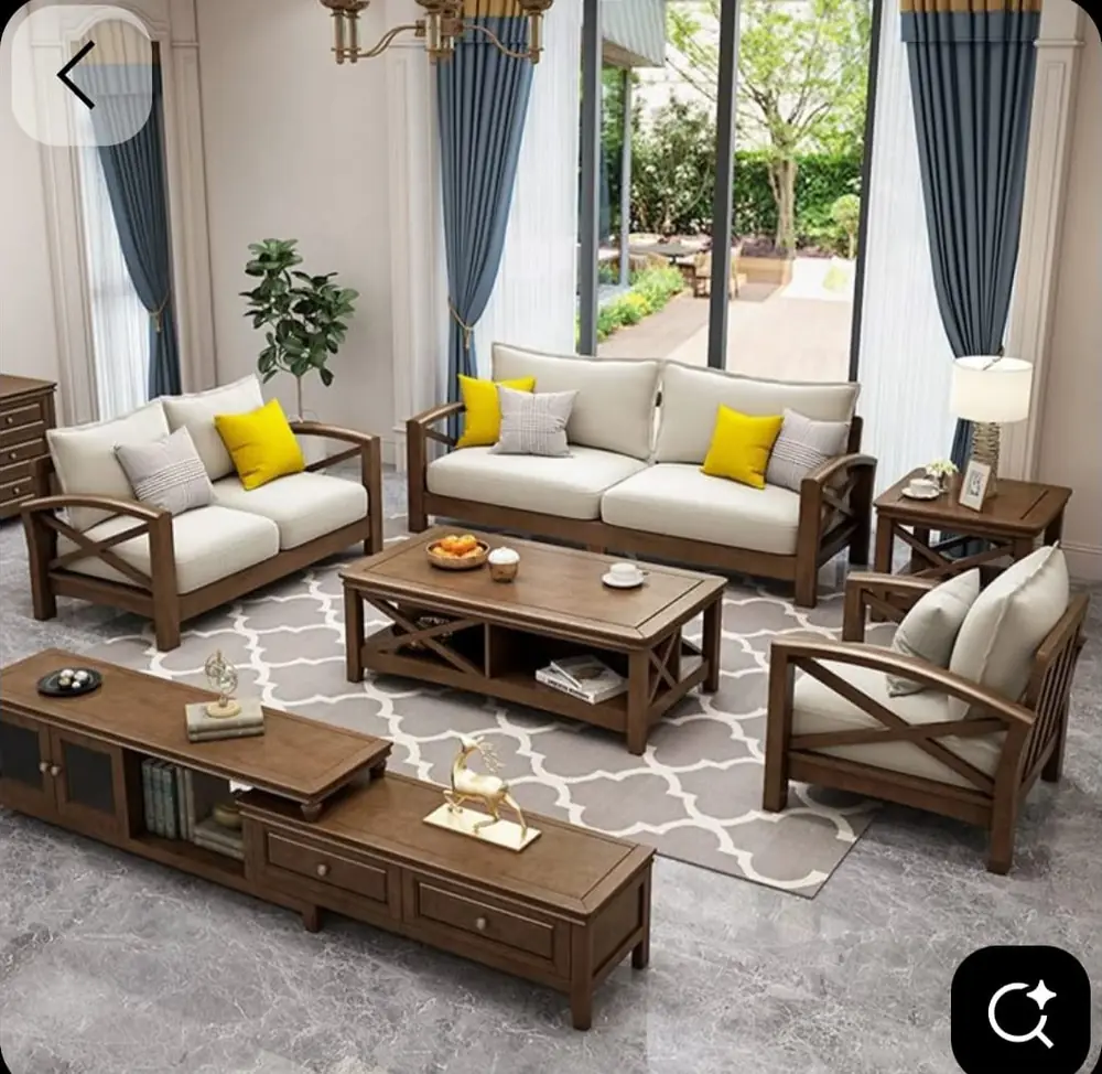 Sunny Cream Teak Sofa Set