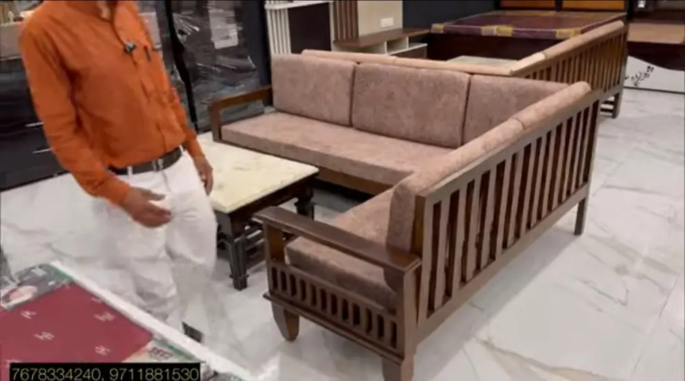 Taupe Teak Corner Sofa
