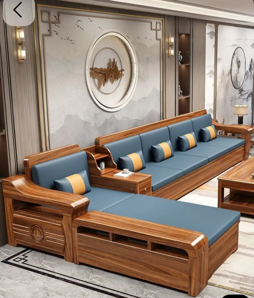 Teak Storage L-Shape Sofa