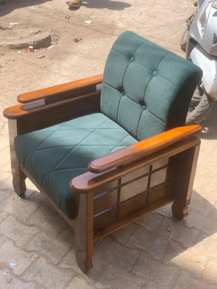 Teal Quilted Teak 1 Seater