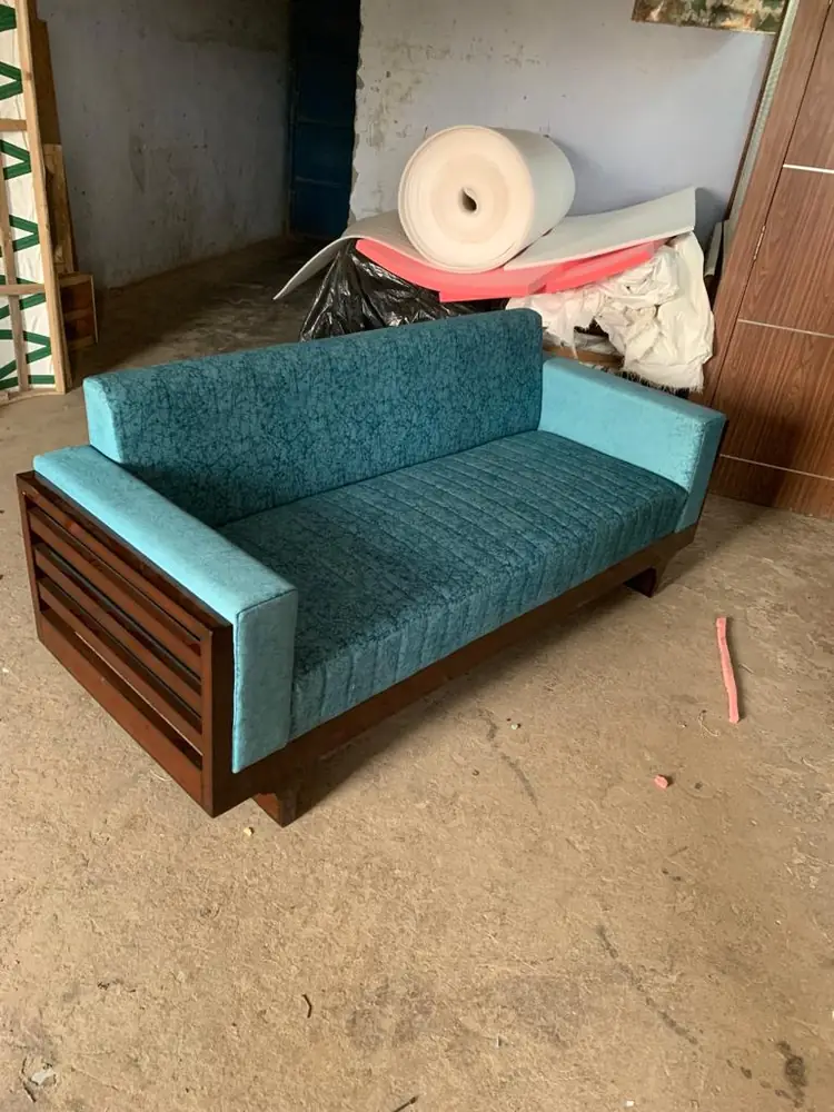Teal Slat Base Sofa