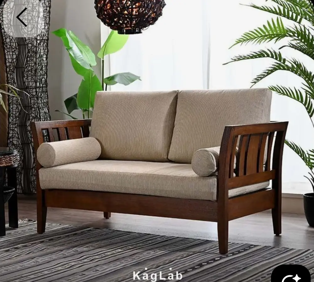Walnut Slat Arm 2 Seater Sofa