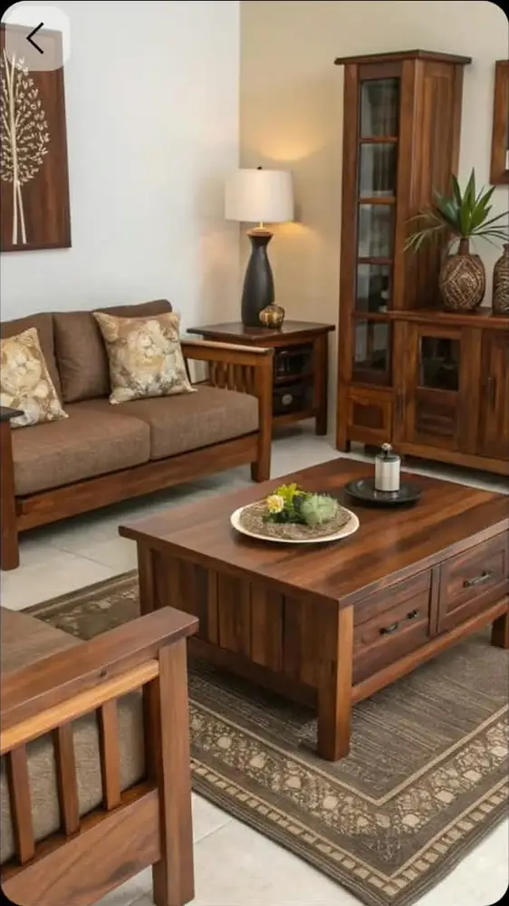 Walnut Wooden Sofa Set