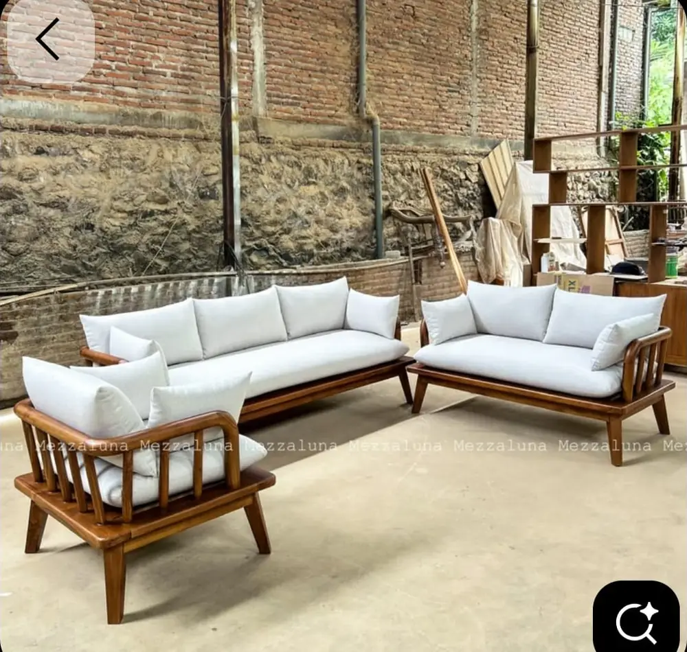 White Cushion Teak Lounge Set